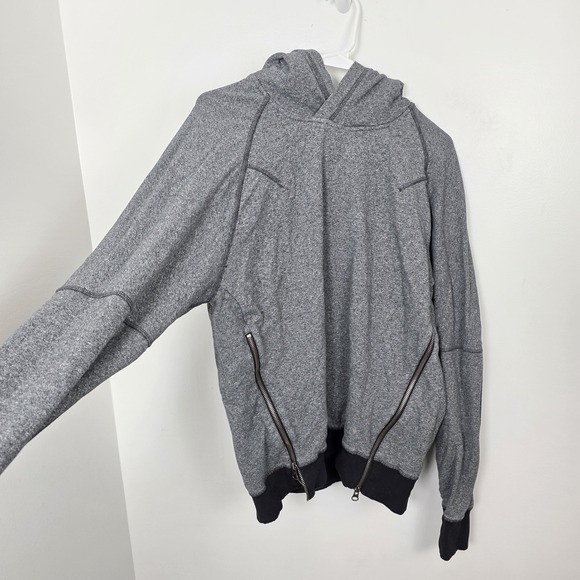 Lululemon Gray Black Om & Roam Stretch French Terry Hoodie Pullover Size Medium - Picture 3 of 8
